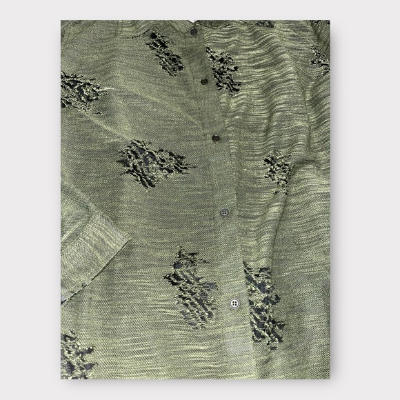Olive Green Distressed Yak & Yeti Blouse/Cardigan - Picture 6 of 6